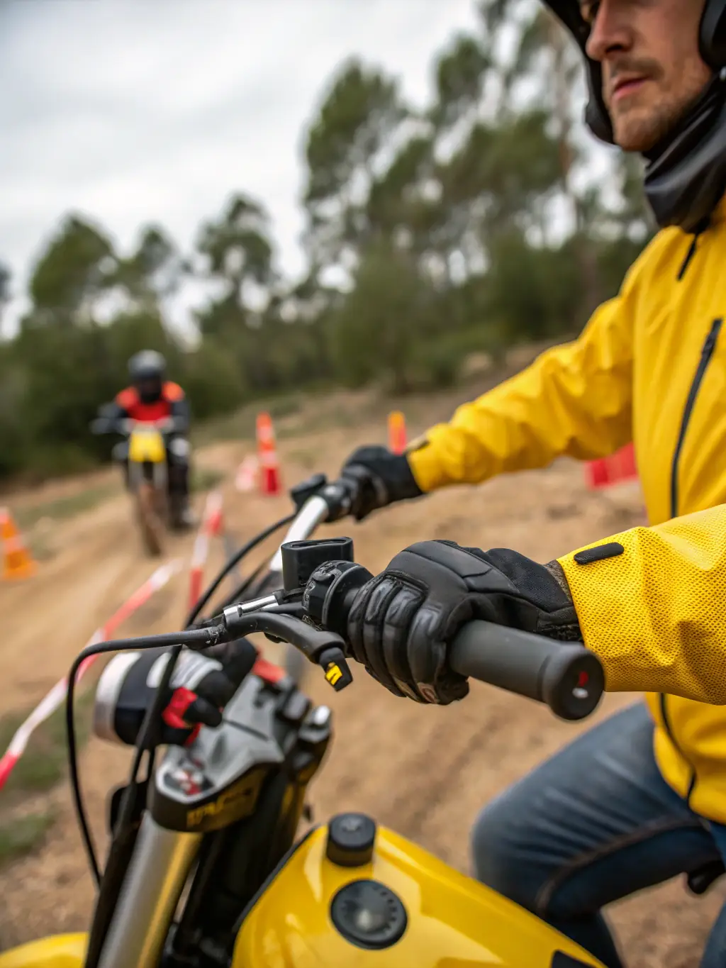 A motorcyclist receiving personalized coaching from an experienced instructor during a skill development workshop, focusing on specific riding techniques.